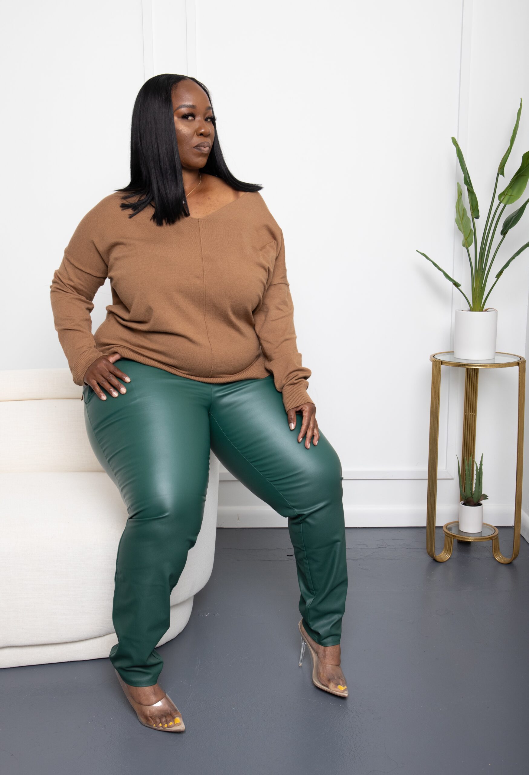 plus size faux leather top